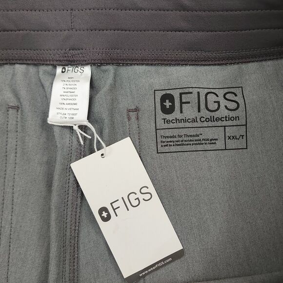 Figs Livingston Scrub Pants Womens XXL/T Gray Relaxed Drawstring High Rise - Picture 8 of 10